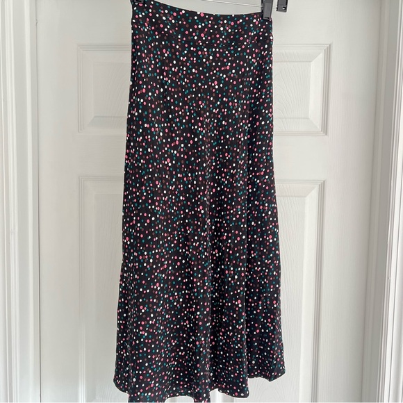 DIANE VON FURSTENBERG Confetti Dots Black Midi Skirt Tie Waist 2 - Picture 7 of 11